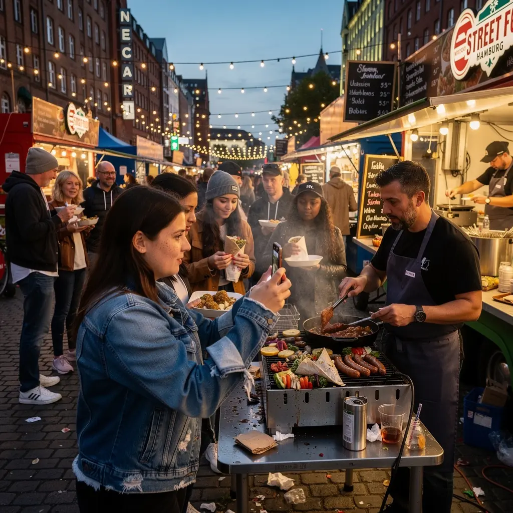 Eine Gruppe von Touristen, die an einer Verkostung von regionalen Spezialitäten teilnimmt.