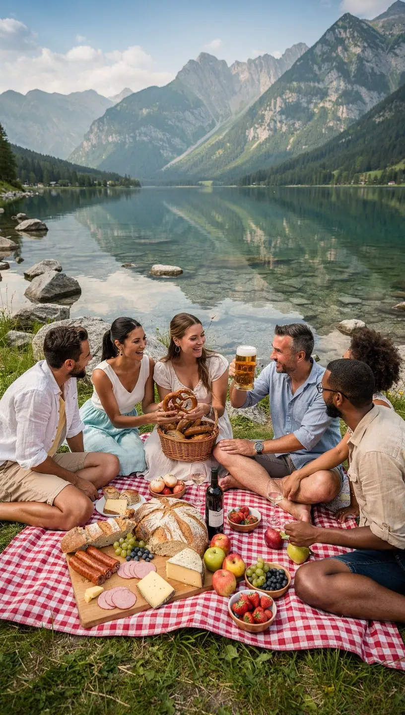 Ein Verkäufer, der stolz seine handgemachten Produkte auf einem Wochenmarkt präsentiert.